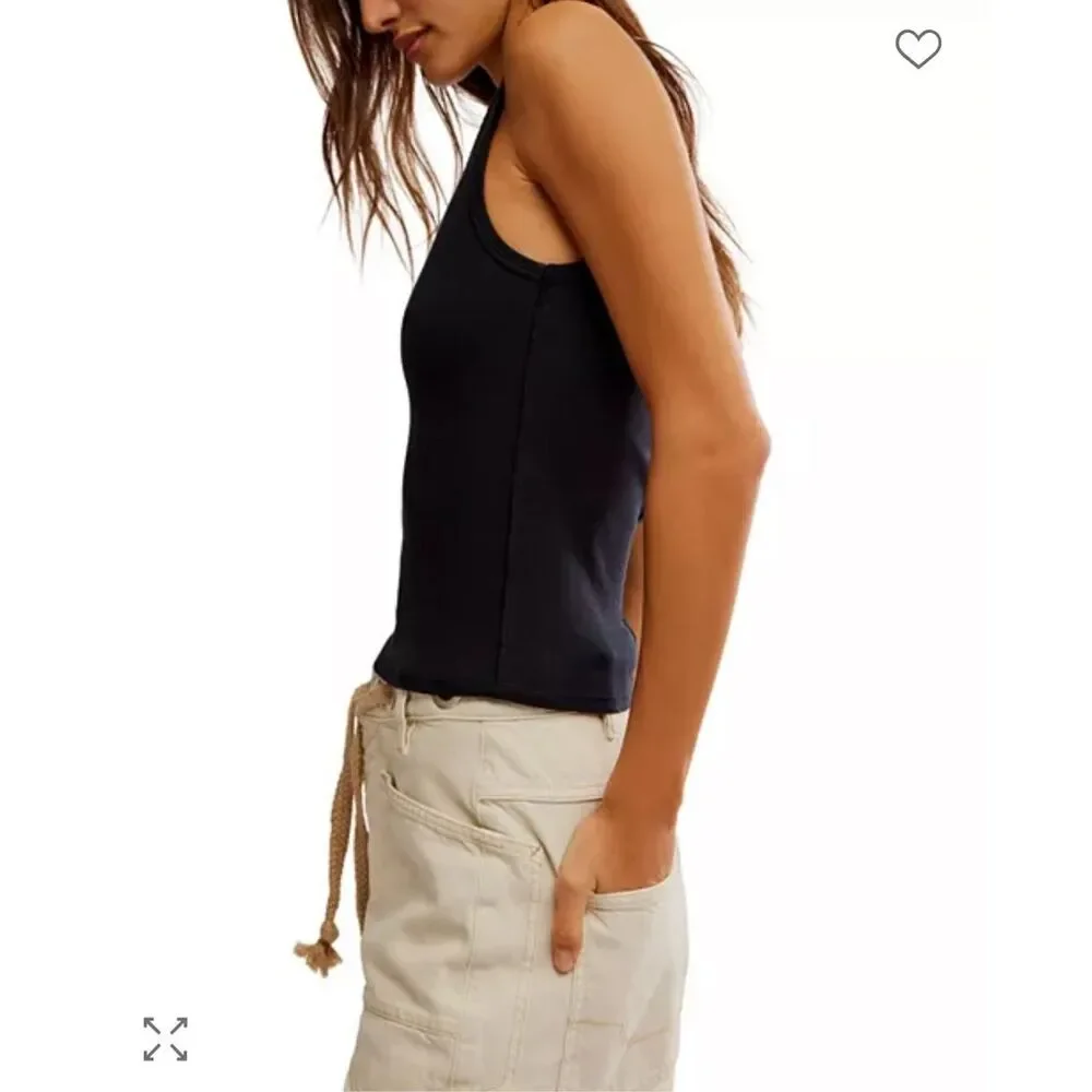 Free People X We The Free Neria V-Neck Tank Top black Women’s XS NEW